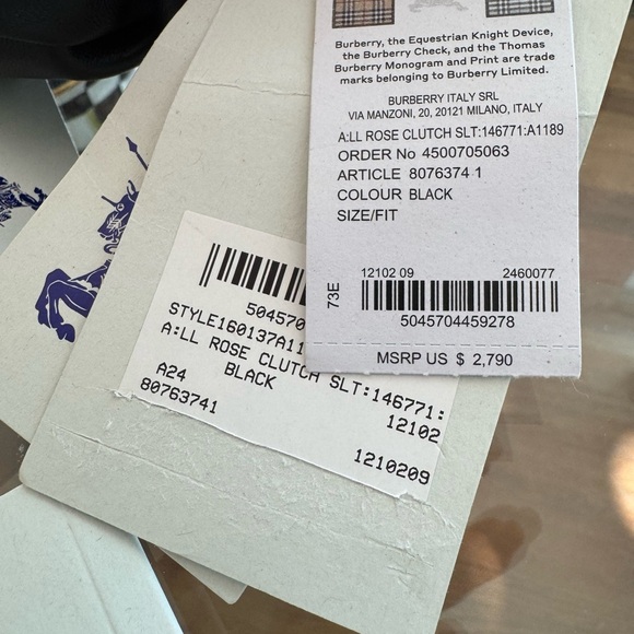 BURBERRY NEW ROSE BLACK CLUTCH
WITH TAGS ATTACHED - Picture 7 of 9